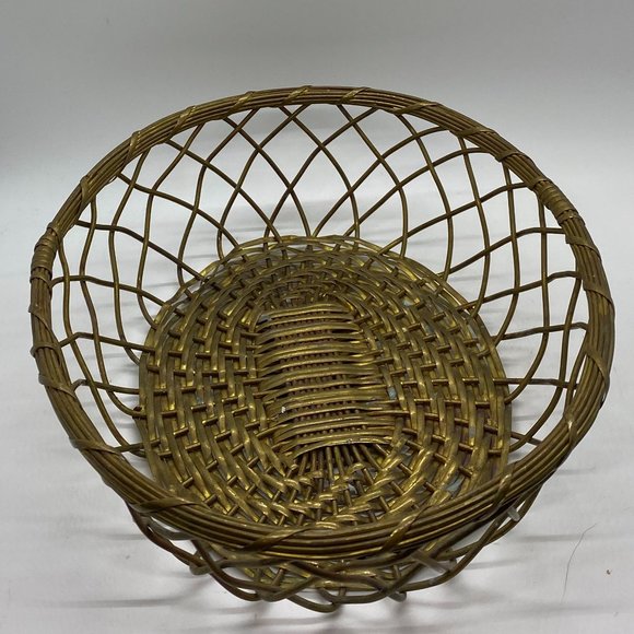 BoHo VINTAGE Brass Woven Metal Basket